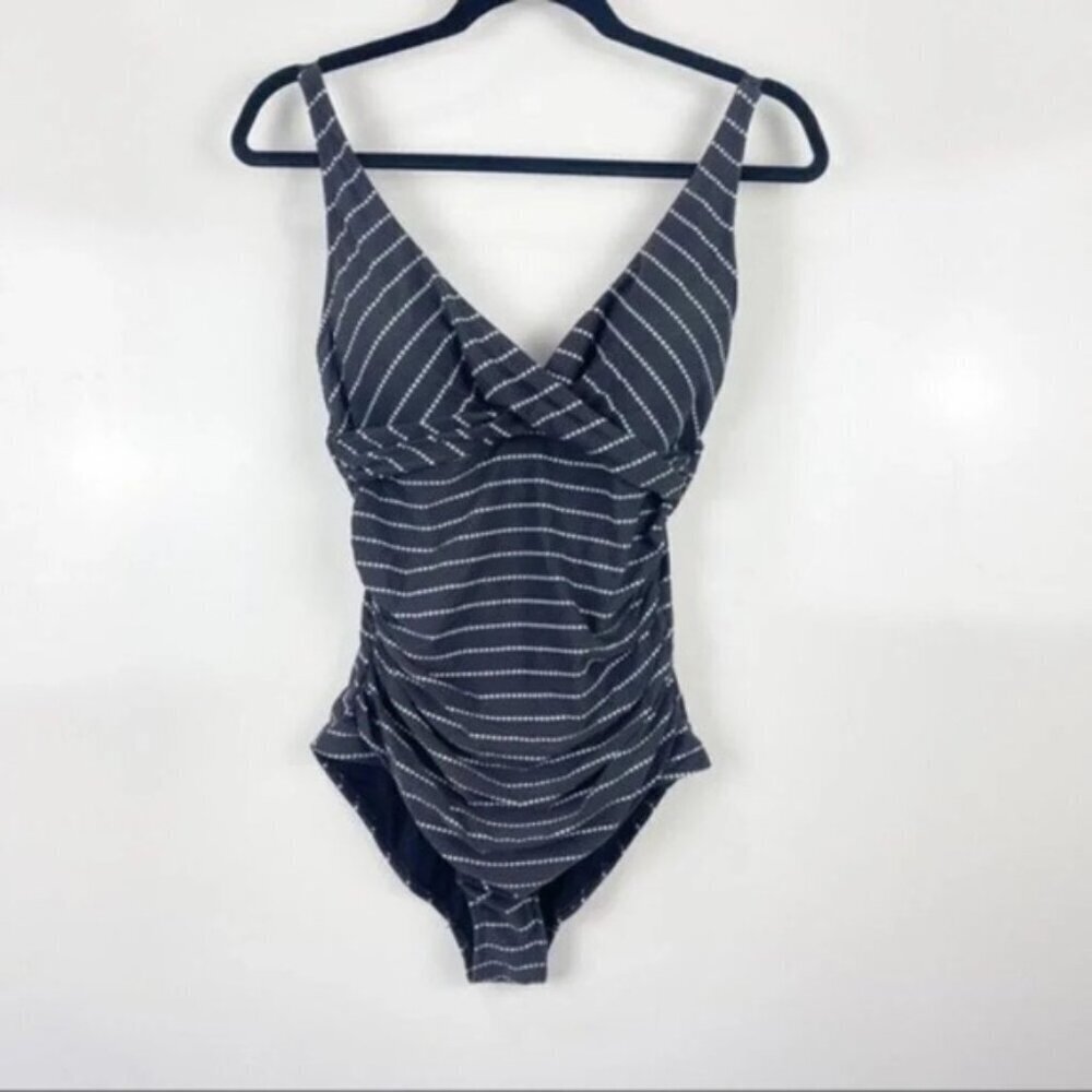 Nip Tuck One Piece Swimsuit Black Polka Dot Tummy Control Slimming Women's